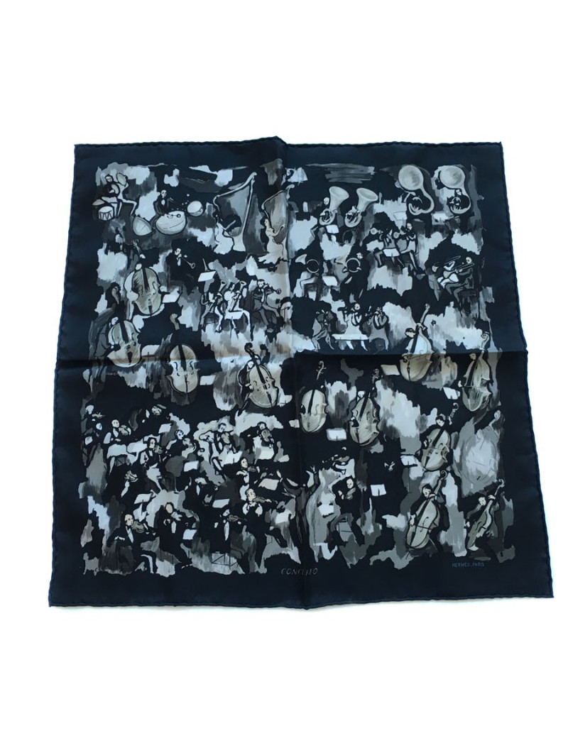 "Concerto" HERMÈS gavroche in silk black, gray and white