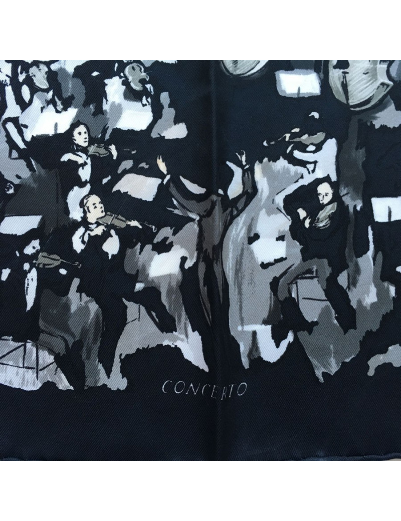 "Concerto" HERMÈS gavroche in silk black, gray and white