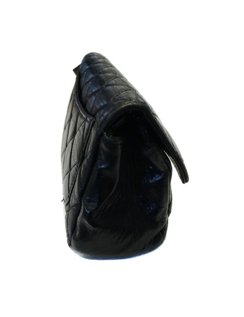 CHANEL quilted black leather pouch
