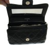 CHANEL quilted black leather pouch