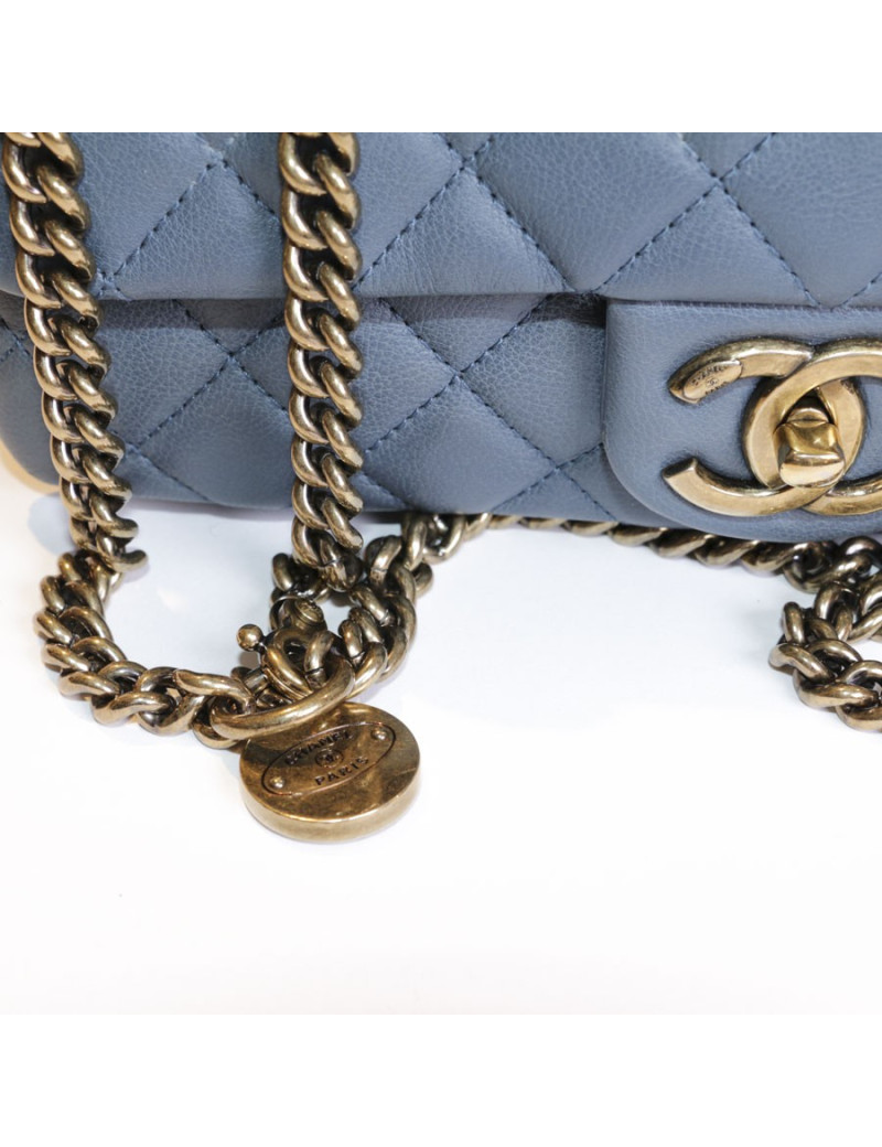 CHANEL blue leather bag