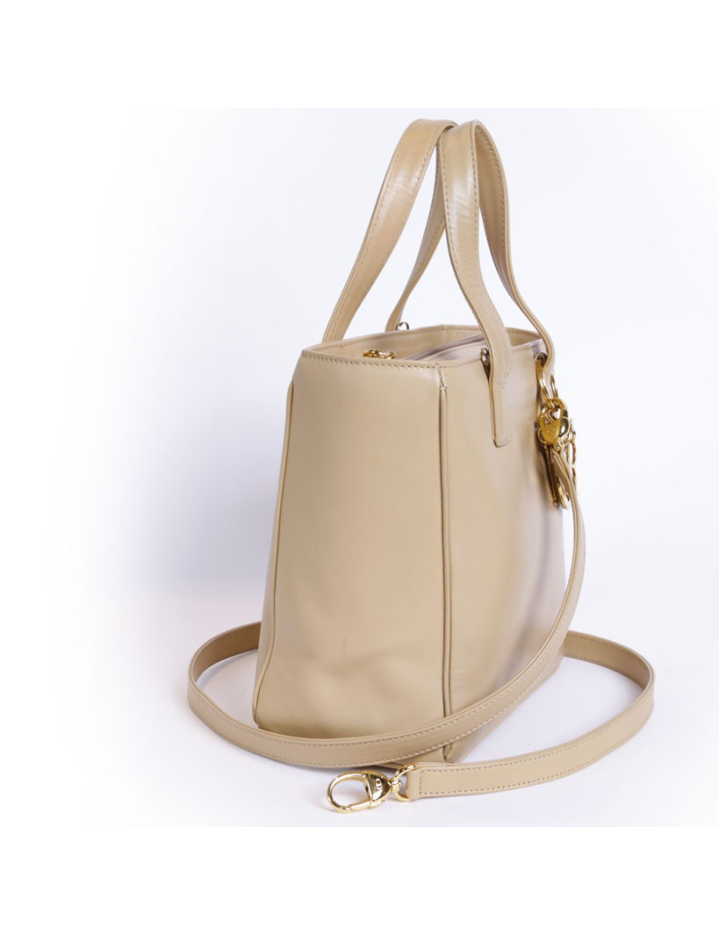 Sac lady D DIOR cuir d'agneau beige