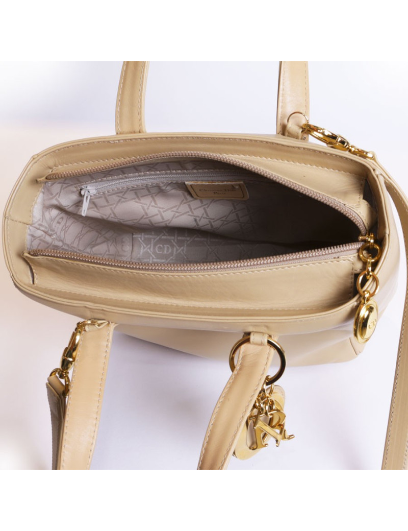Lady DIOR D beige smooth lambskin bag