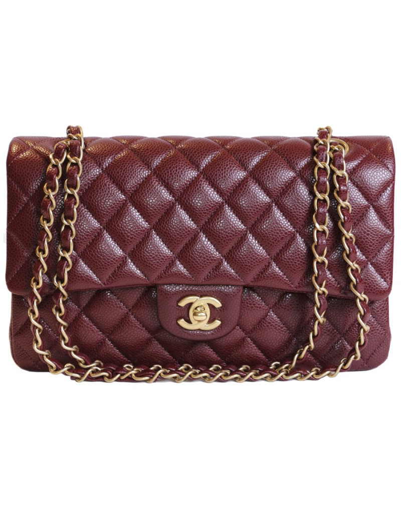 Sac Timeless CHANEL cuir caviar bordeaux