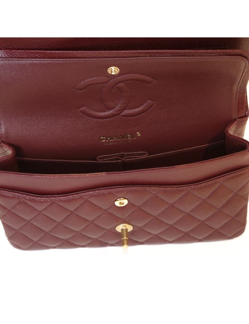 Sac Timeless CHANEL cuir caviar bordeaux