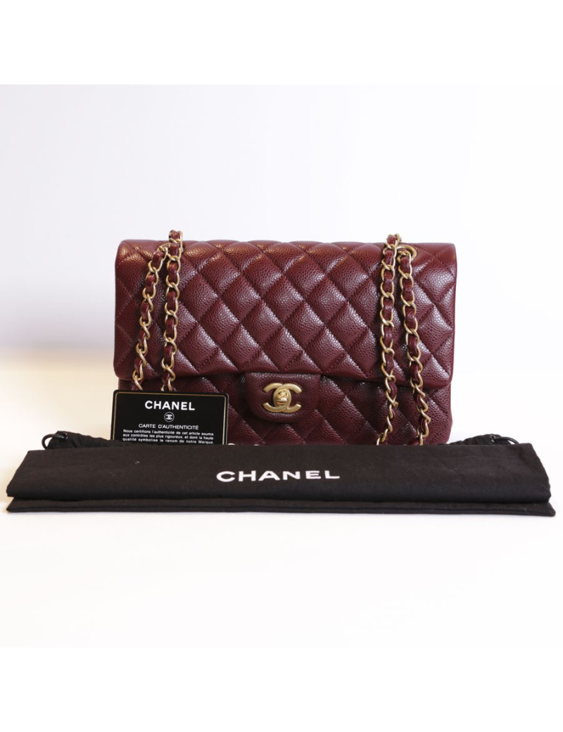 Timeless CHANEL bordeaux caviar leather bag