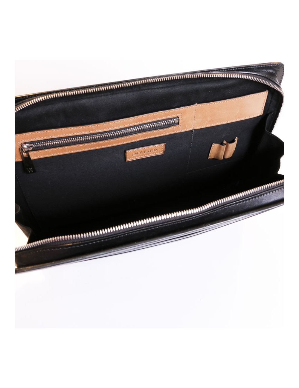 Porte documents J M WESTON cuir bicolore