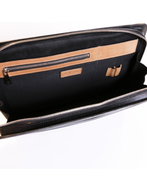 Porte documents J M WESTON cuir bicolore