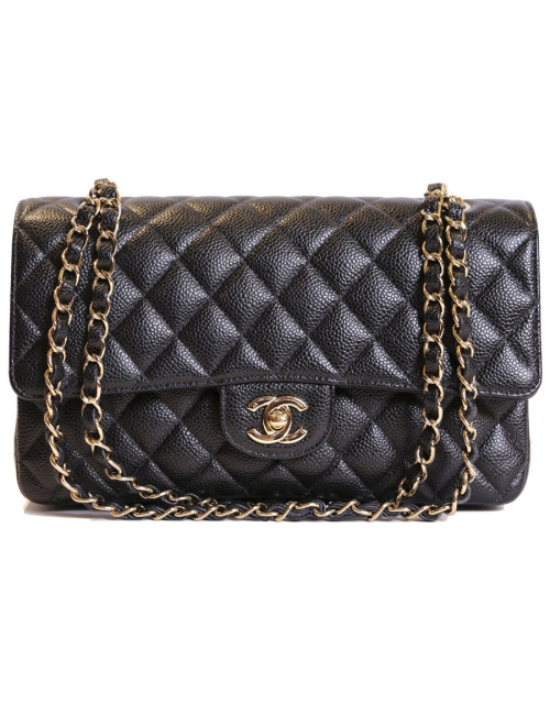 Sac timeless CHANEL cuir caviar noir