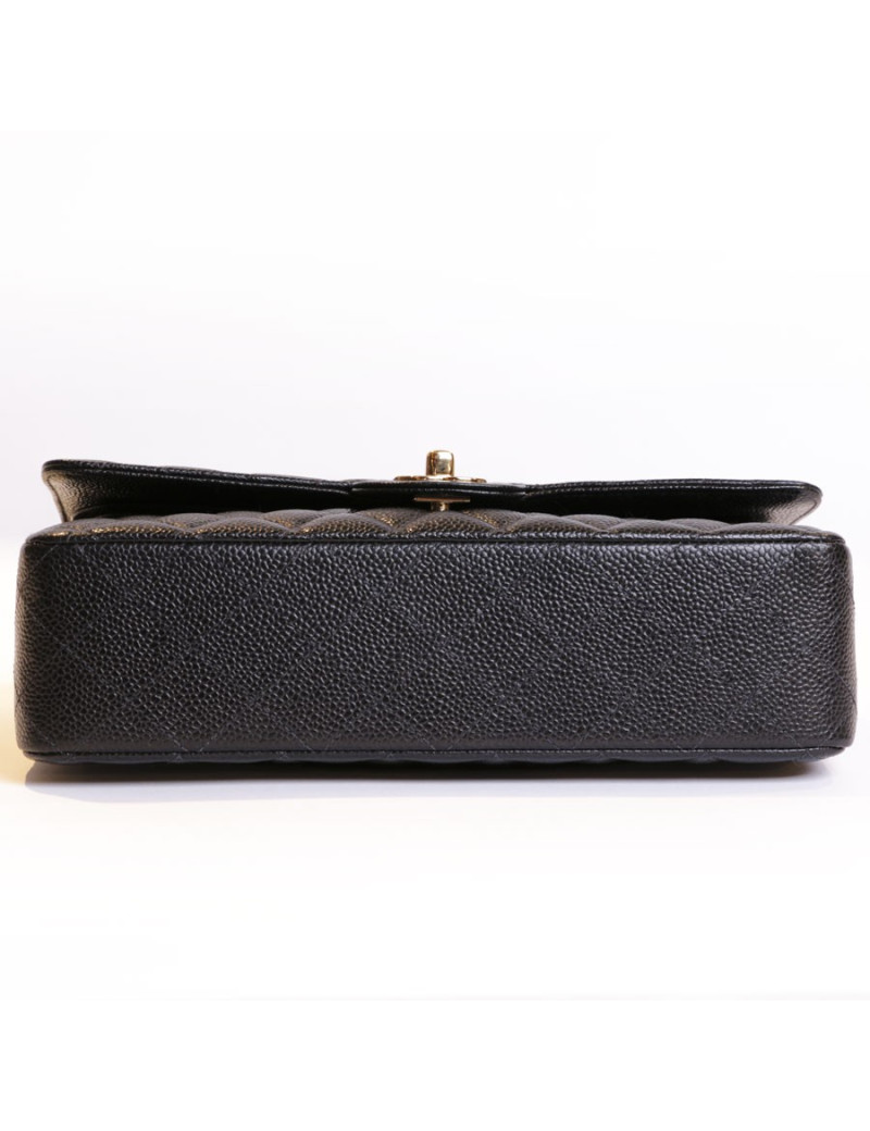 Timeless CHANEL black caviar leather bag