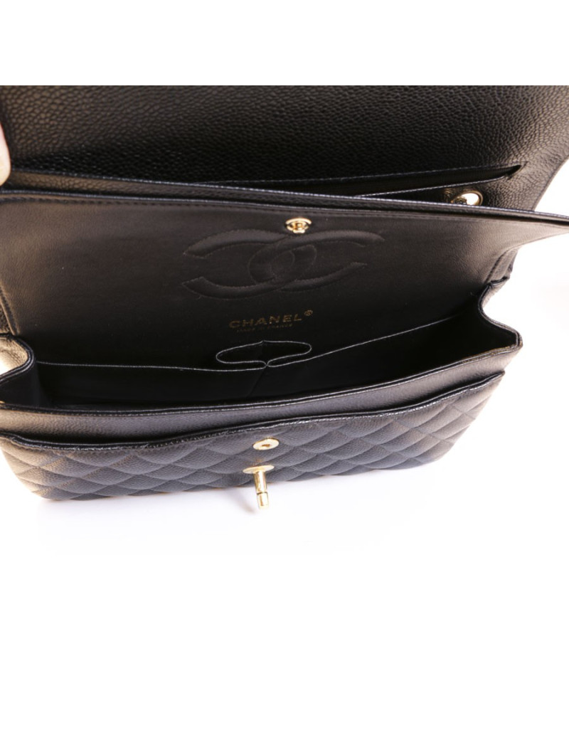 Sac timeless CHANEL cuir caviar noir