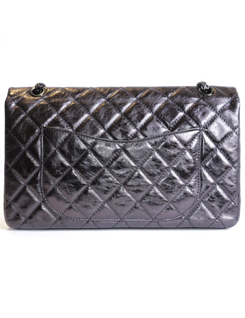 Sac 2.55 CHANEL cuir verni vieilli "so black"