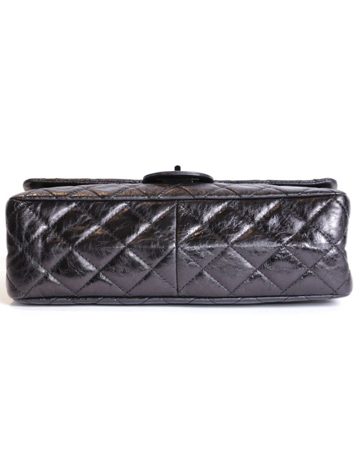 Sac 2.55 CHANEL cuir verni vieilli "so black"