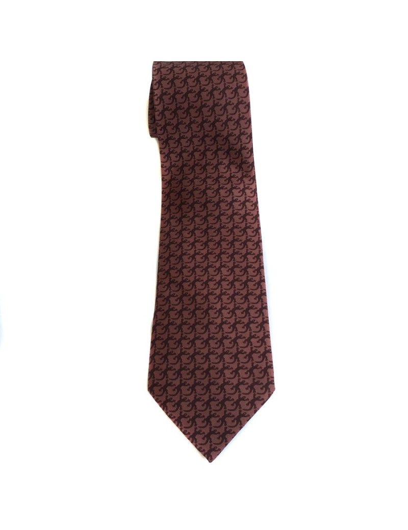 Cravate HERMES en twill de soie lie de vin