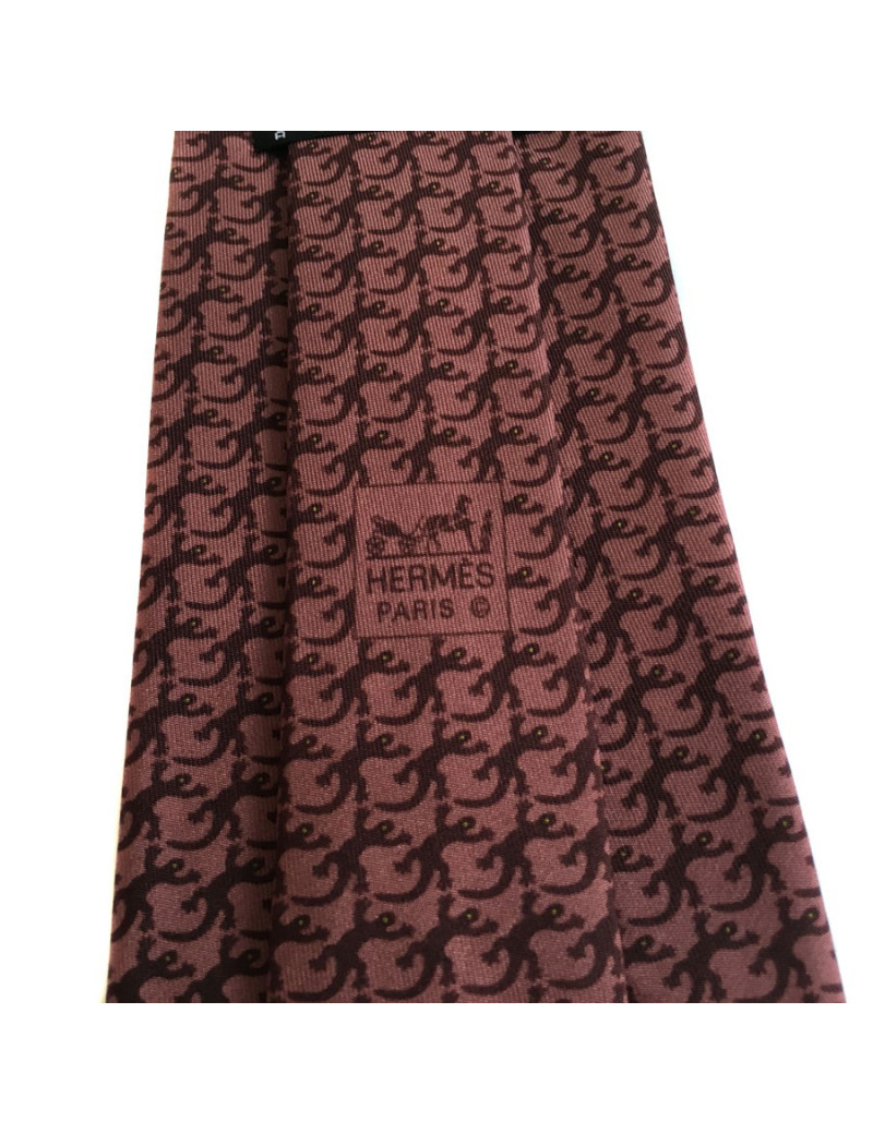 Cravate HERMES en twill de soie lie de vin