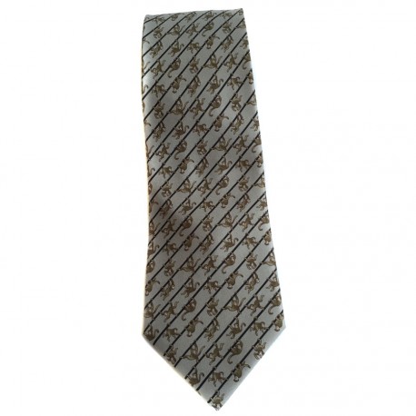 Cravate HERMES en twill de soie bleu gris