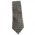 Cravate HERMES en twill de soie bleu gris, vert et noir