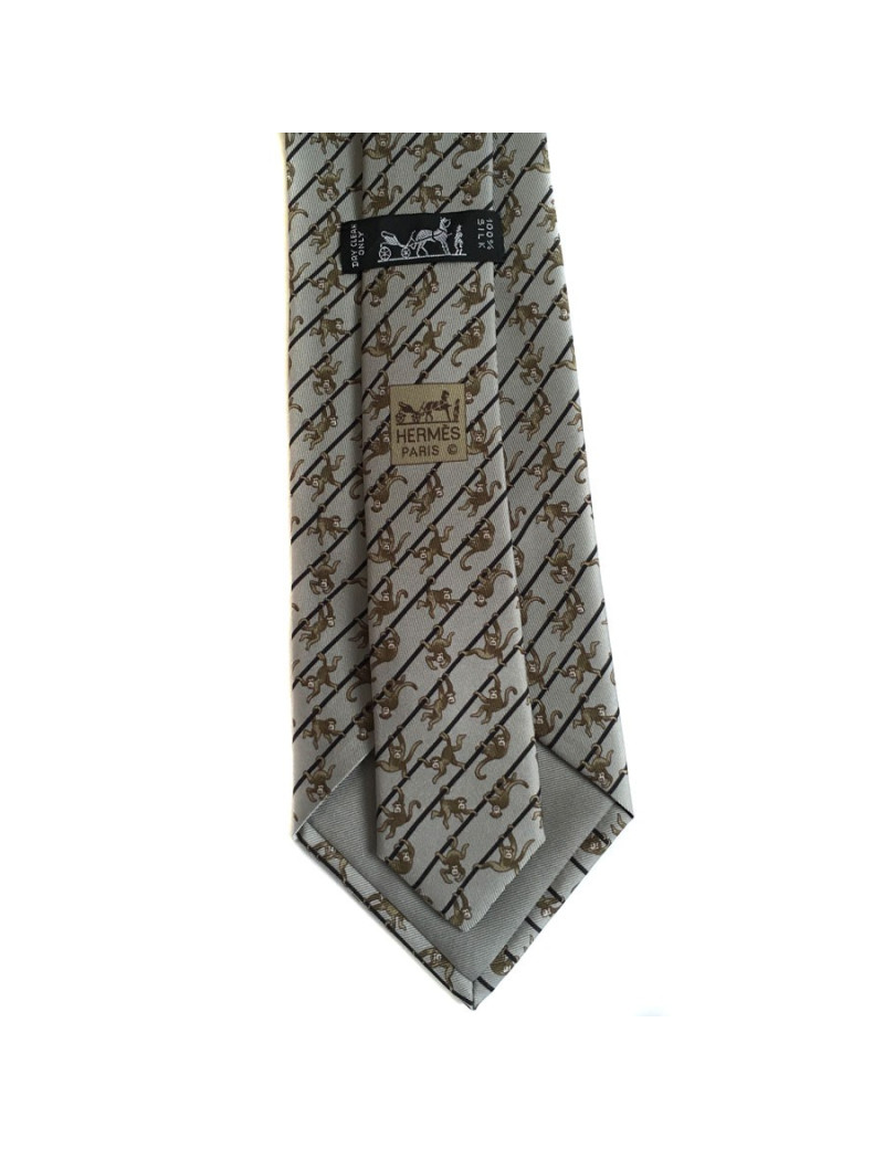 Tie HERMES scarf blue green, black, grey