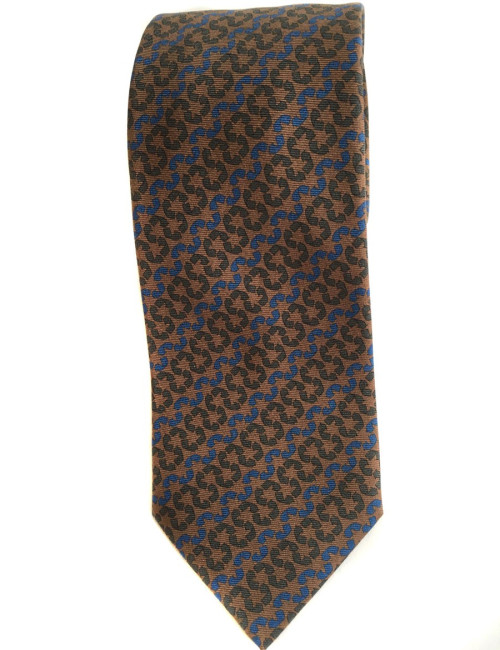 Cravate HERMES en twill de soie marron