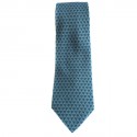 Cravate HERMES en twill de soie bleu clair, bleu foncé et rouge