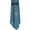 Cravate HERMES en twill de soie bleu clair, bleu foncé et rouge