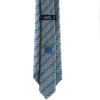 Cravate HERMES en twill de soie bleu et gris