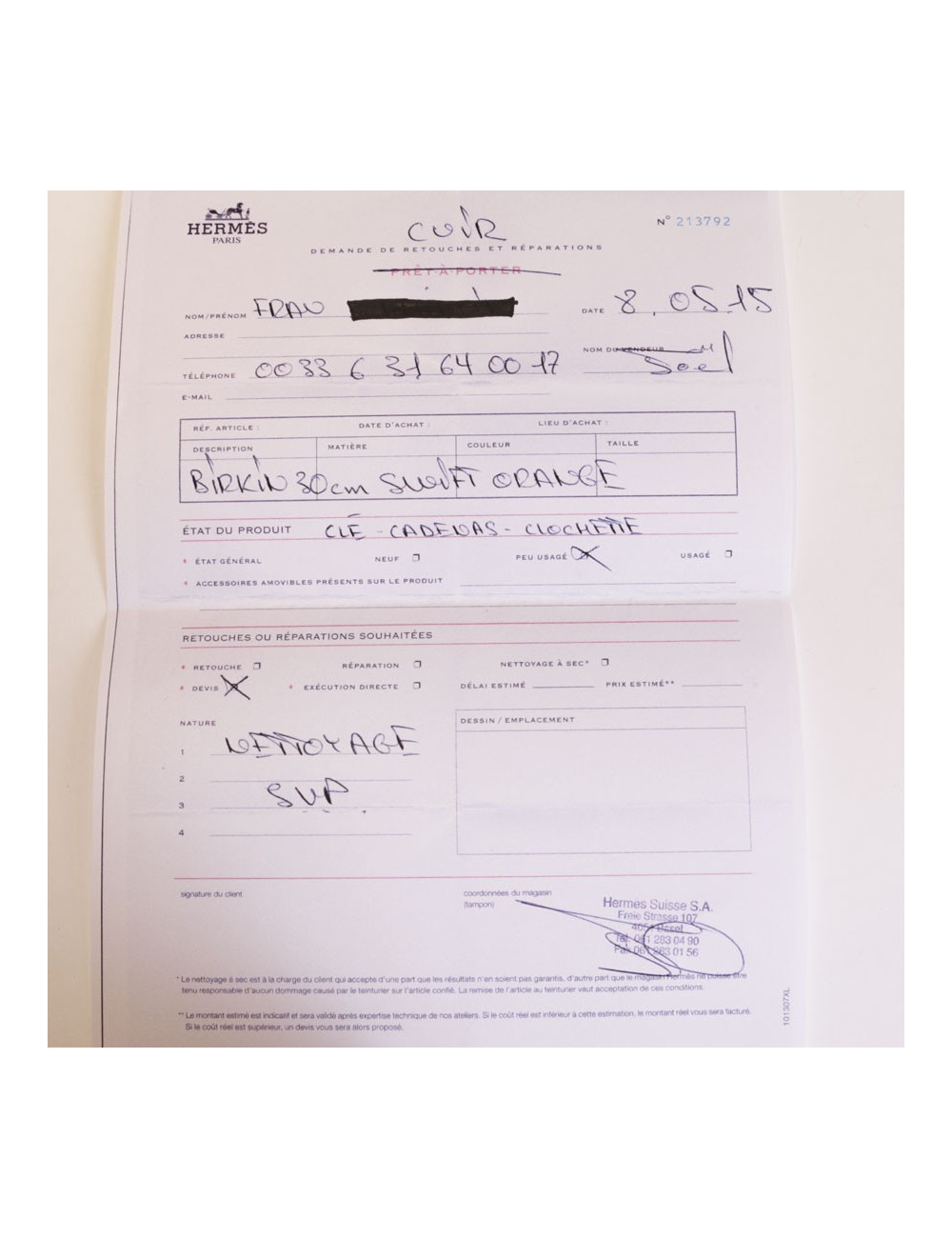 Bag Birkin 30 HERMES swift orange