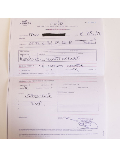 Bag Birkin 30 HERMES swift orange