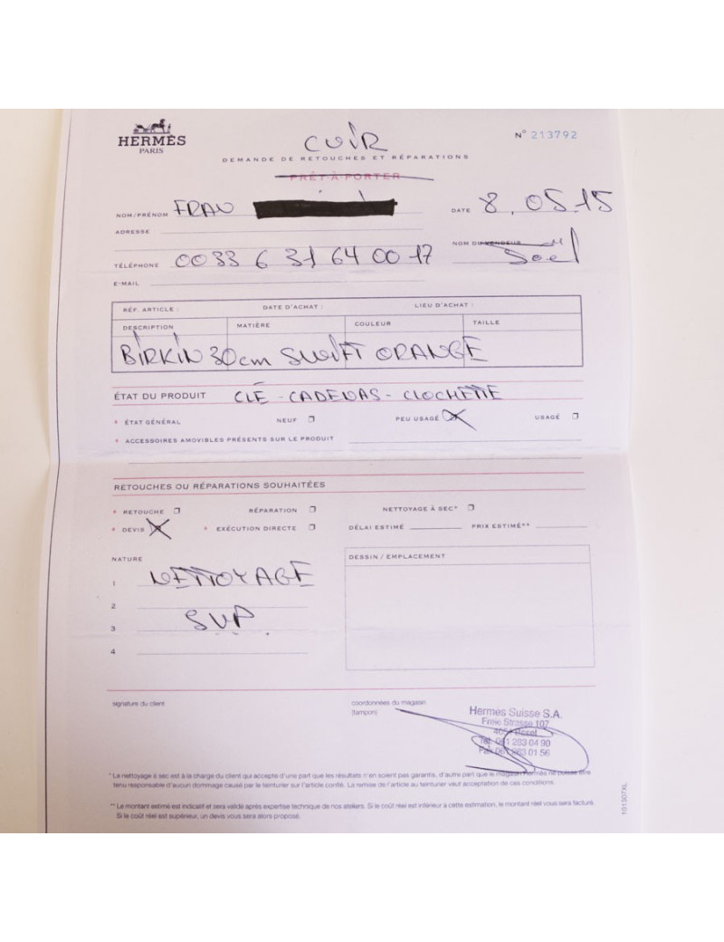 Sac Birkin 30 HERMES swift orange