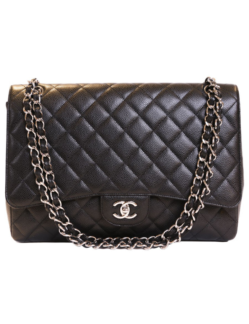 Maxi jumbo CHANEL cuir caviar noir