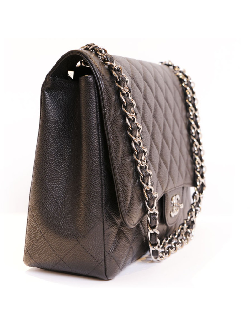 CHANEL black caviar leather jumbo Maxi bag