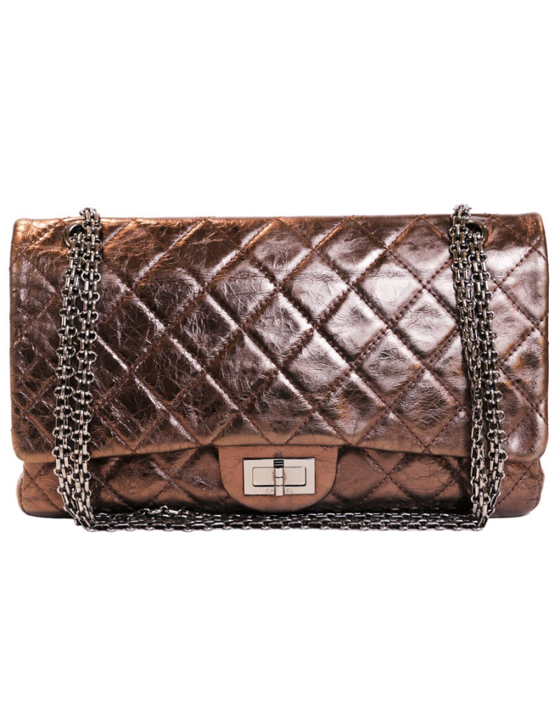 Sac 2.55 CHANEL cuir vieilli mordoré 