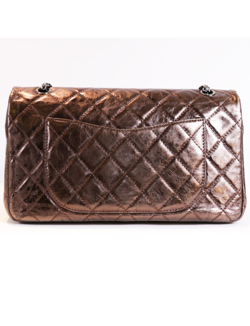 Sac 2.55 CHANEL cuir vieilli mordoré cuivré