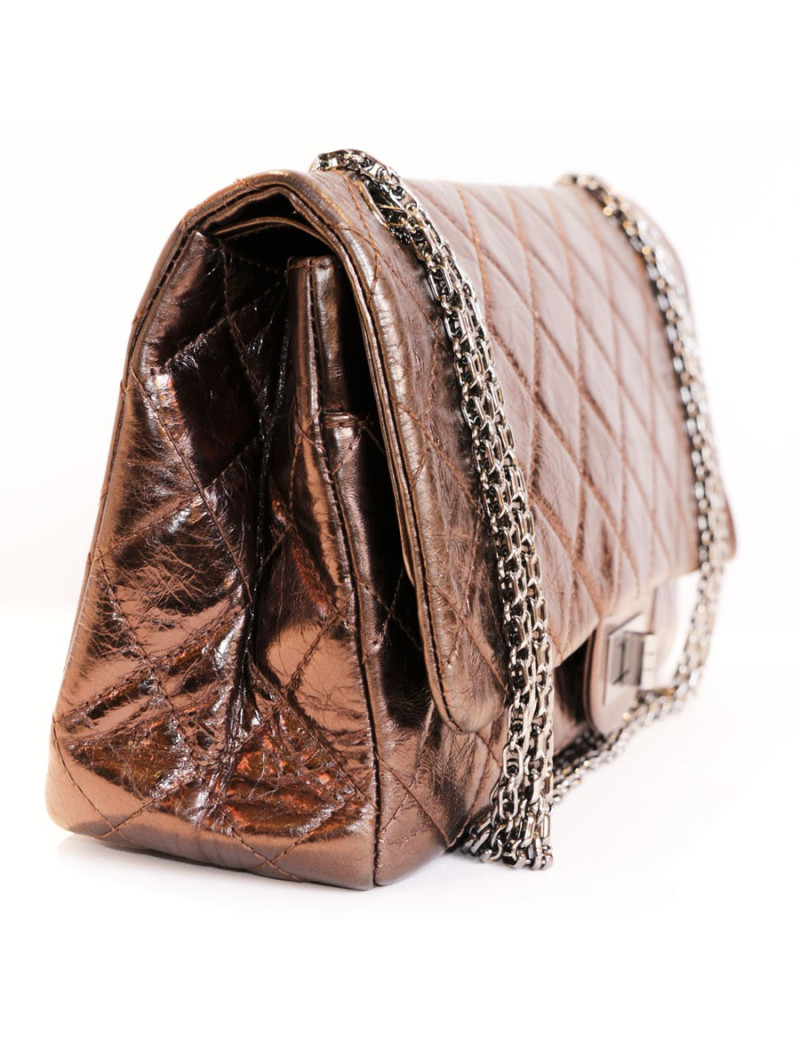 Sac 2.55 CHANEL cuir vieilli mordoré cuivré