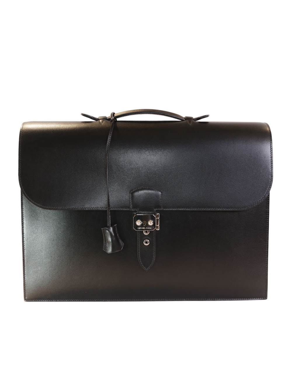 Sac à dépêches HERMES cuir box noir
