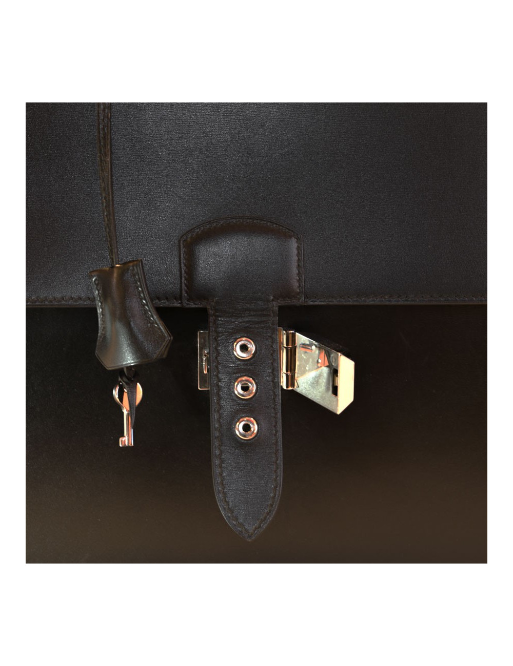 Sac à dépêches HERMES cuir box noir