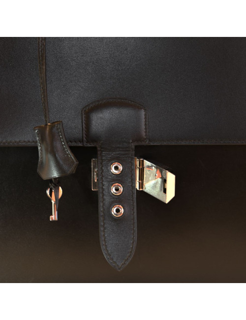 Sac à dépêches HERMES cuir box noir