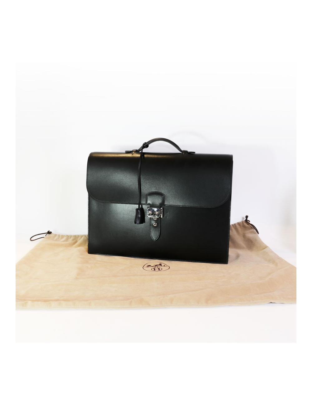 Sac à dépêches HERMES cuir box noir