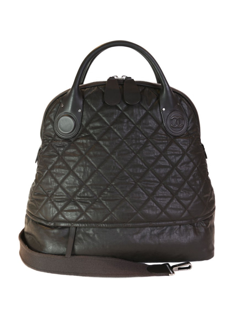 CHANEL brown quilted leather tote bag