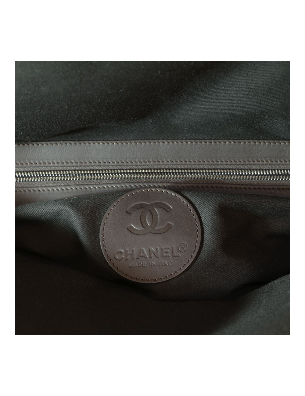 CHANEL brown quilted leather tote bag