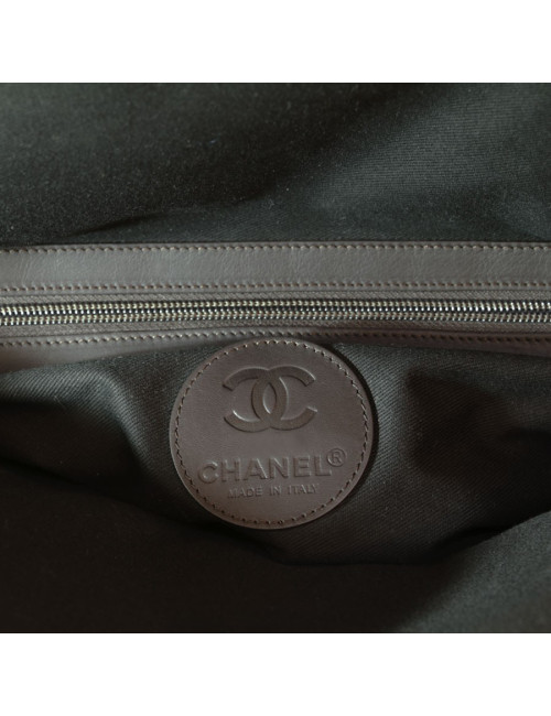 CHANEL brown quilted leather tote bag