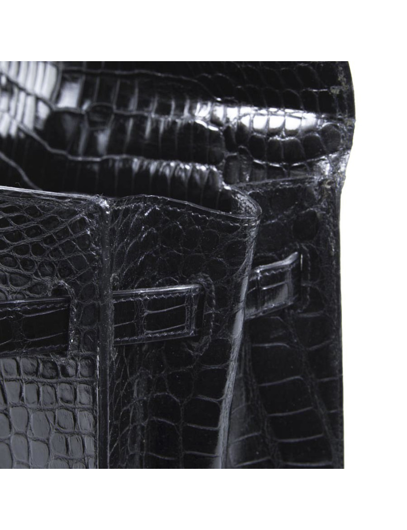 Sac Kelly 35 HERMES crocodile noir vintage