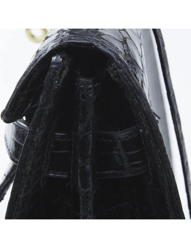 35 black alligator Vintage HERMES Kelly bag