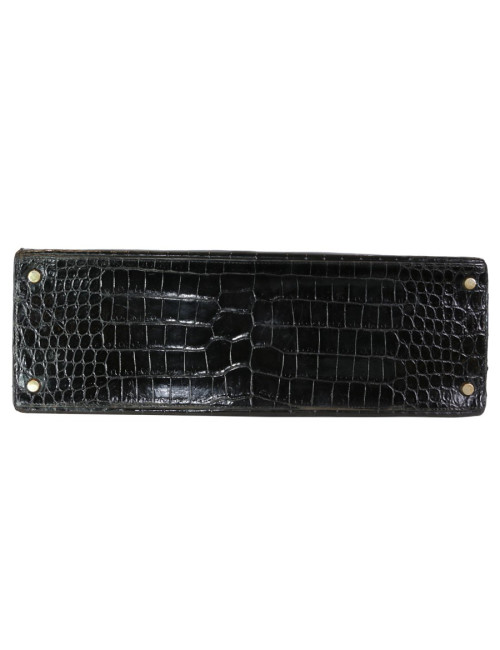 Sac Kelly 35 HERMES crocodile noir vintage