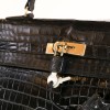 35 black alligator Vintage HERMES Kelly bag
