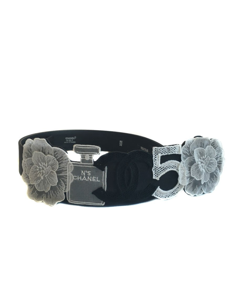 Ceinture CHANEL T 80 collector en gros grain noir