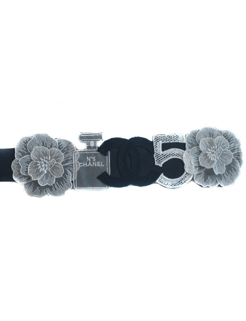 Ceinture CHANEL T 80 collector en gros grain noir