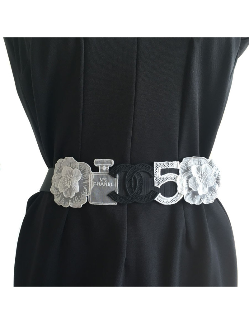 CHANEL T 80 collector in black grosgrain belt