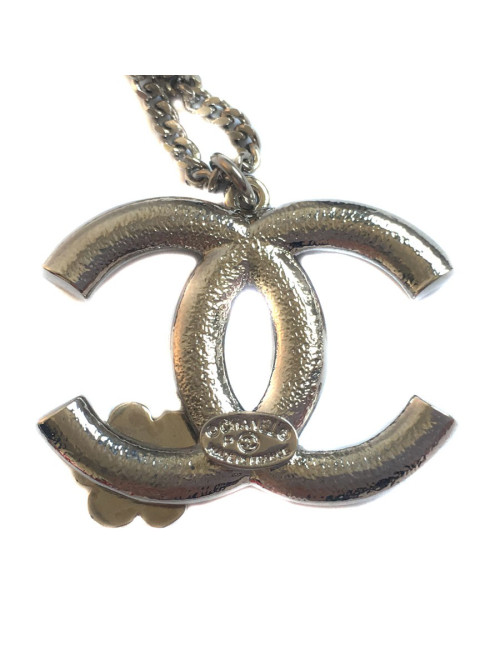 Collier CC CHANEL en métal argenté 