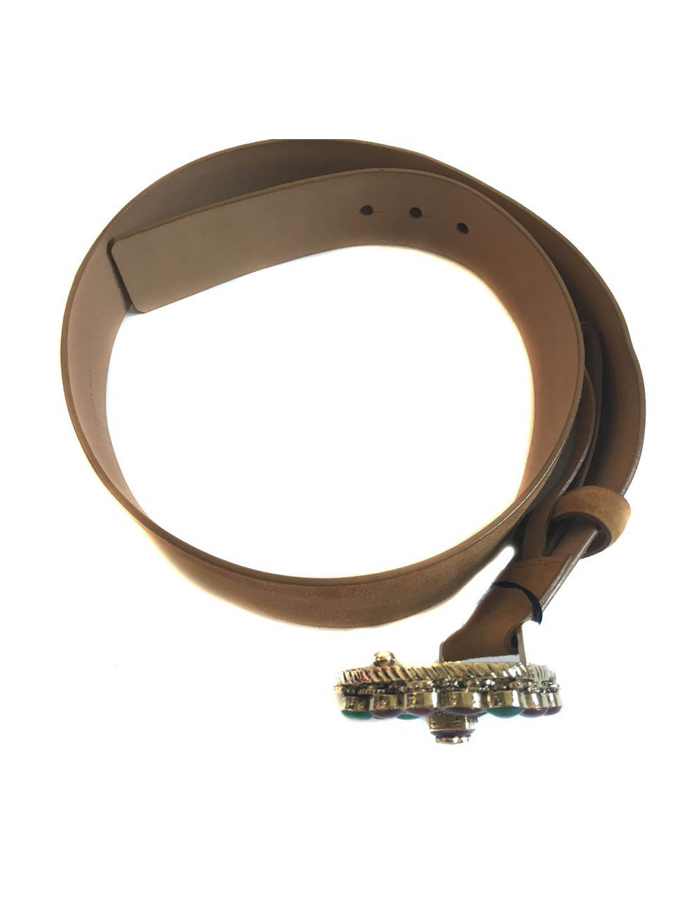 CHANEL byzantine buckle belt in beige suede leather size 80EU